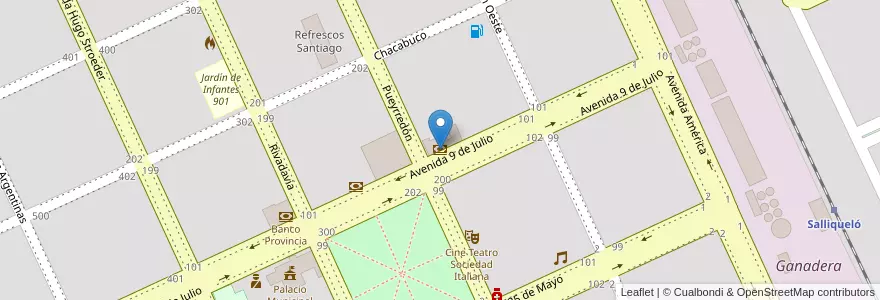 Mapa de ubicacion de Banco Nación en Arjantin, Buenos Aires, Partido De Salliqueló.