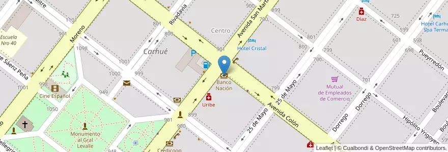 Mapa de ubicacion de Banco Nación en Argentina, Buenos Aires, Partido De Adolfo Alsina, Carhué.