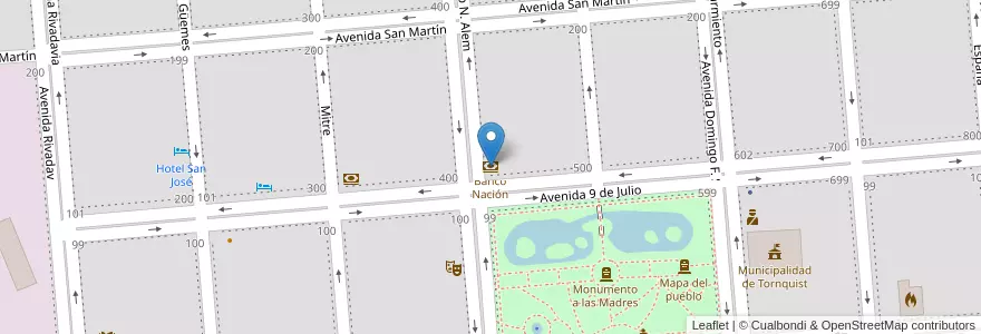 Mapa de ubicacion de Banco Nación en الأرجنتين, بوينس آيرس, Partido De Tornquist, Tornquist.