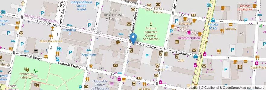 Mapa de ubicacion de Banco Nación en 阿根廷, 智利, Mendoza, Departamento Capital, Ciudad De Mendoza.