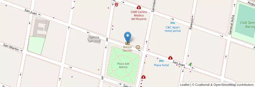 Mapa de ubicacion de Banco Nación en 阿根廷, 智利, San Juan, San José De Jáchal.