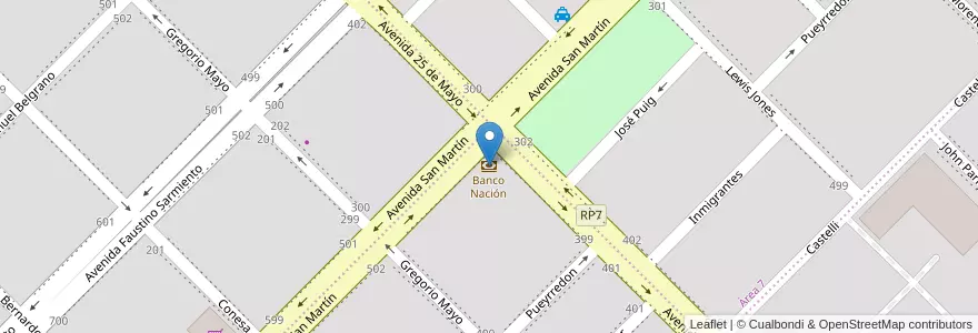 Mapa de ubicacion de Banco Nación en Аргентина, Чубут, Departamento Rawson, Rawson.