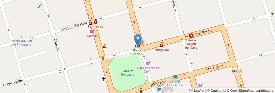 Mapa de ubicacion de Banco Nación en الأرجنتين, Catamarca, Departamento Tinogasta, Municipio De Tinogasta, Tinogasta.