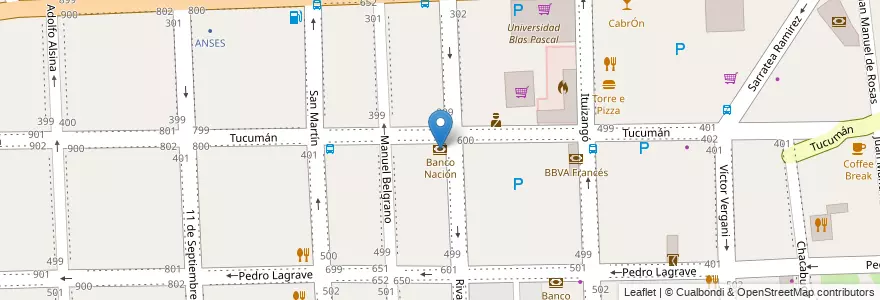 Mapa de ubicacion de Banco Nación en Arjantin, Buenos Aires, Partido Del Pilar, Pilar.