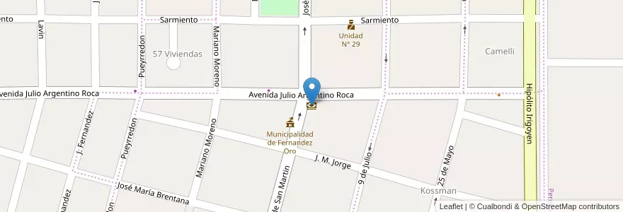 Mapa de ubicacion de Banco Nación en Arjantin, Şili, Río Negro, Municipio De General Fernández Oro, Departamento General Roca, Fernández Oro.