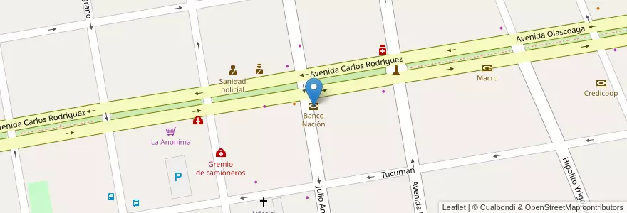 Mapa de ubicacion de Banco Nación en 阿根廷, 智利, 內烏肯省, Departamento Confluencia, Municipio De Cutral Có, Cutral Có.