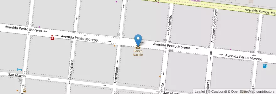 Mapa de ubicacion de Banco Nación en Arjantin, Şili, Santa Cruz, Las Heras, Deseado, Las Heras.