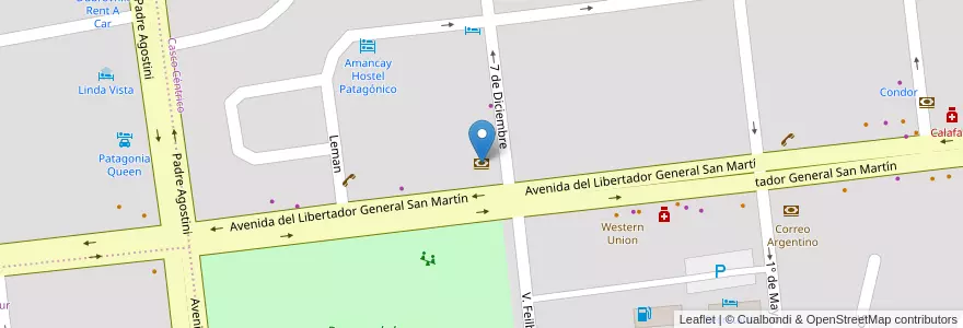 Mapa de ubicacion de Banco Nación en アルゼンチン, マガジャネス・イ・デ・ラ・アンタルティカ・チレーナ州, チリ, サンタクルス州, El Calafate, Lago Argentino.