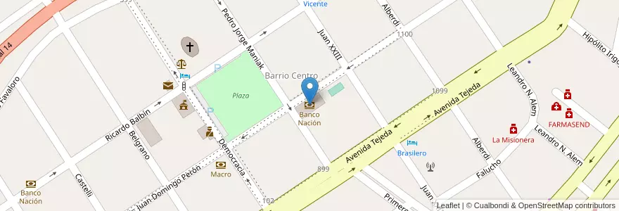 Mapa de ubicacion de Banco Nación en آرژانتین, Misiones, Departamento Guaraní, Municipio De San Vicente.