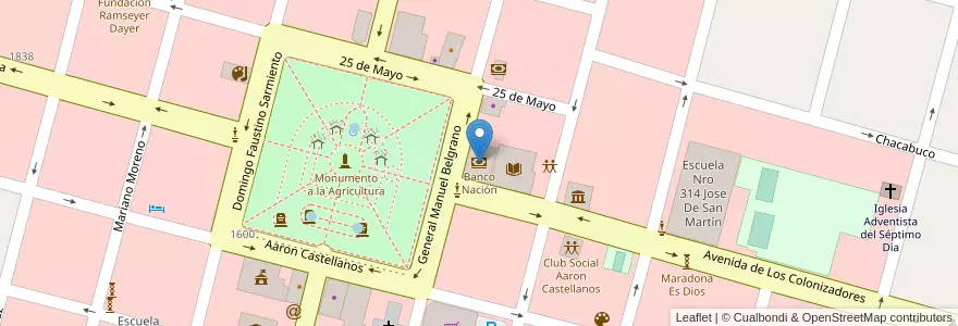 Mapa de ubicacion de Banco Nación en الأرجنتين, سانتا في, Departamento Las Colonias, Municipio De Esperanza, Esperanza.