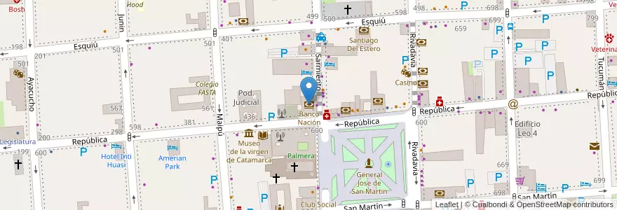 Mapa de ubicacion de Banco Nación en Аргентина, Катамарка, Departamento Capital, Municipio De San Fernando Del Valle De Catamarca, San Fernando Del Valle De Catamarca.