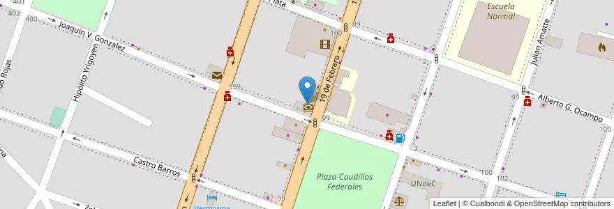 Mapa de ubicacion de Banco Nación en アルゼンチン, ラ・リオハ州, Departamento Chilecito, Chilecito.