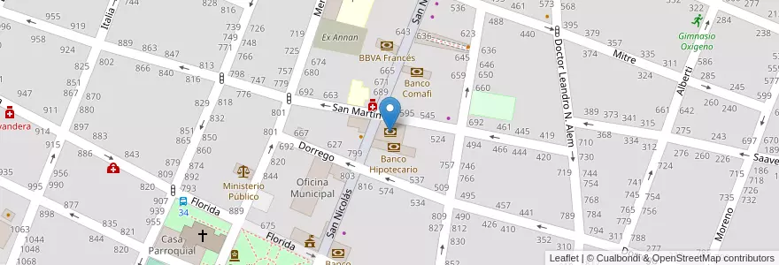 Mapa de ubicacion de Banco Nación en Arjantin, Buenos Aires, Partido De Pergamino.
