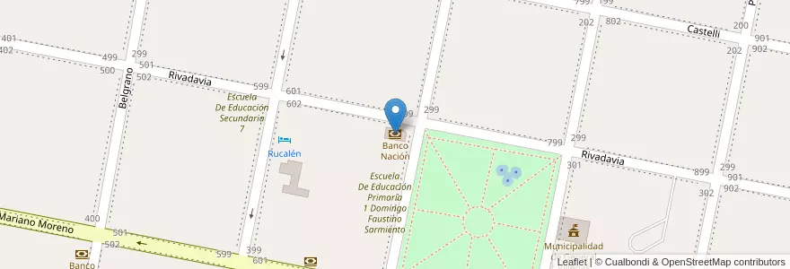 Mapa de ubicacion de Banco Nación en Argentinië, Buenos Aires, Partido De General Villegas.