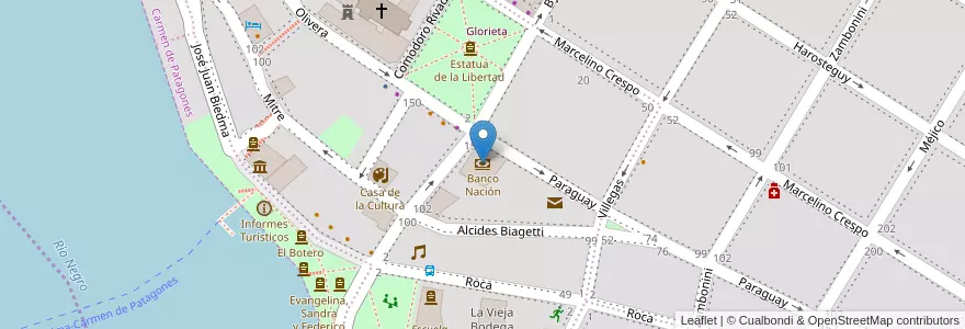 Mapa de ubicacion de Banco Nación en Argentina, Buenos Aires, Partido De Patagones, Carmen De Patagones.