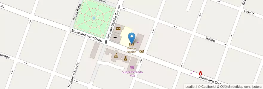 Mapa de ubicacion de Banco Nación en Argentina, San Juan, Chile, Rawson.