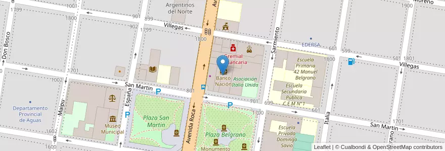 Mapa de ubicacion de Bank of the Argentine Nation en Argentina, Río Negro Province, General Roca, Departamento General Roca, General Roca.
