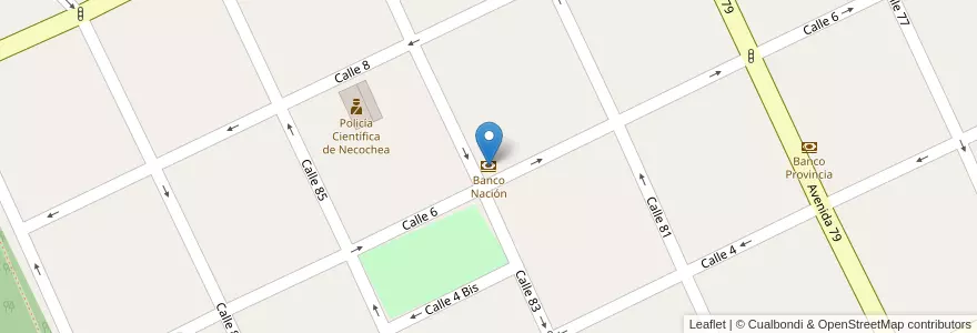 Mapa de ubicacion de Banco Nación en アルゼンチン, ブエノスアイレス州, Partido De Necochea, Necochea.