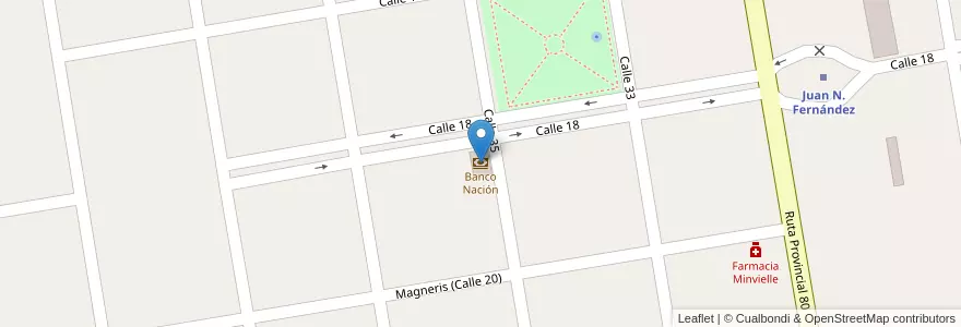 Mapa de ubicacion de Banco Nación en Argentine, Province De Buenos Aires, Partido De Necochea.