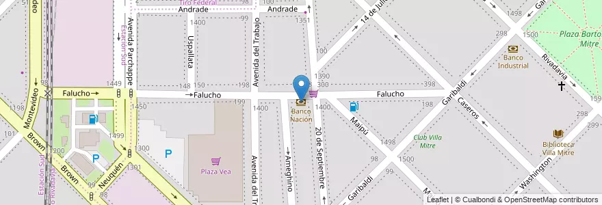 Mapa de ubicacion de Banco Nación en Arjantin, Buenos Aires, Partido De Bahía Blanca, Bahía Blanca.