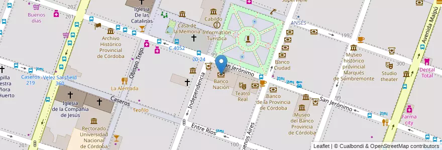 Mapa de ubicacion de Banco Nación en Arjantin, Córdoba, Departamento Capital, Pedanía Capital, Córdoba, Municipio De Córdoba.
