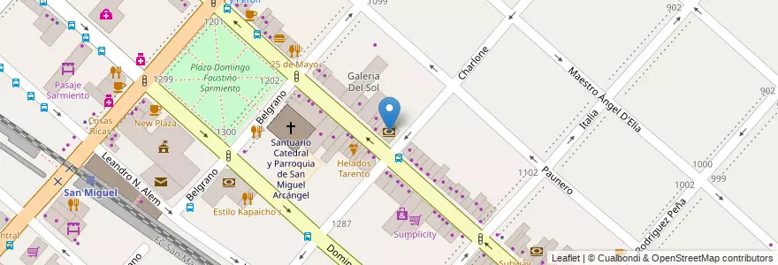 Mapa de ubicacion de Banco Nación en Argentina, Provincia Di Buenos Aires, Partido De San Miguel, San Miguel.