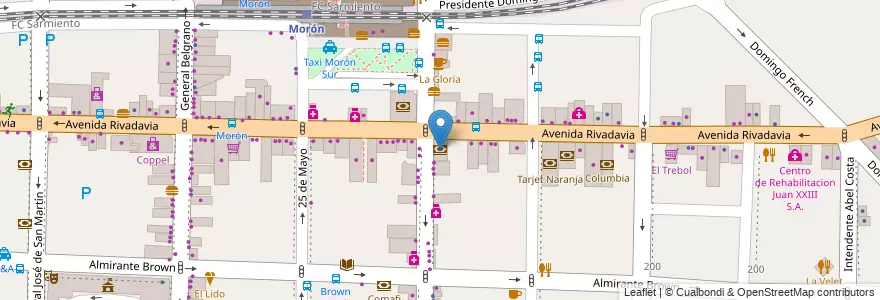 Mapa de ubicacion de Banco de la Nación Argentina en Argentina, Buenos Aires, Partido De Morón, Morón.