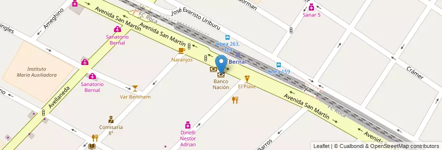 Mapa de ubicacion de Banco Nación en 아르헨티나, 부에노스아이레스주, Partido De Quilmes, Bernal.