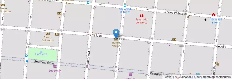 Mapa de ubicacion de Banco Nación en Arjantin, Corrientes, Departamento Capital, Corrientes, Corrientes.