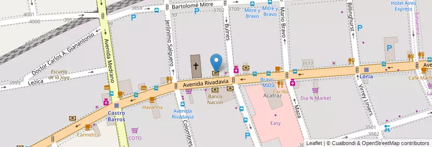 Mapa de ubicacion de Banco Nación, Almagro en Arjantin, Ciudad Autónoma De Buenos Aires, Comuna 5, Buenos Aires.