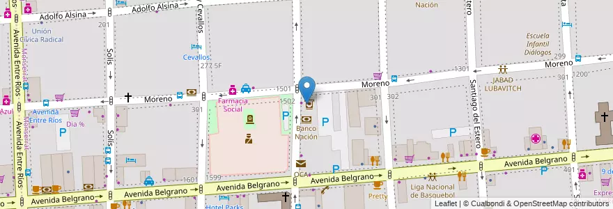 Mapa de ubicacion de Banco de la Nación Argentina en Argentina, Ciudad Autónoma De Buenos Aires, Comuna 1, Buenos Aires.