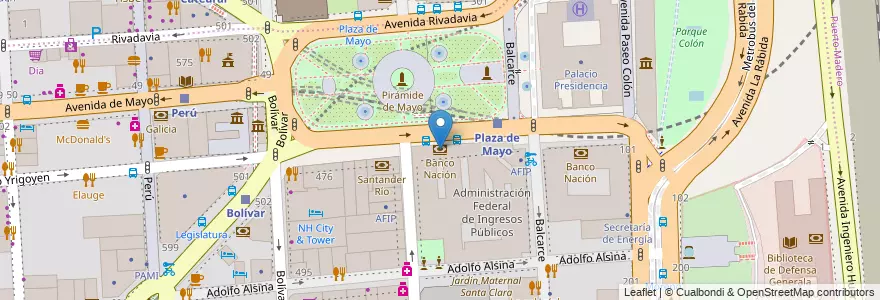 Mapa de ubicacion de Banco Nación, Montserrat en 阿根廷, Ciudad Autónoma De Buenos Aires, Comuna 1, 布宜诺斯艾利斯.