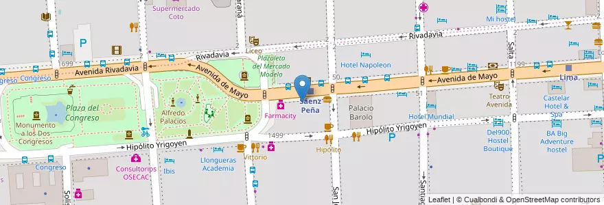 Mapa de ubicacion de Banco Nación, Montserrat en Argentinien, Ciudad Autónoma De Buenos Aires, Comuna 1, Buenos Aires.