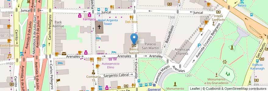 Mapa de ubicacion de Banco Nación, Retiro en Аргентина, Буэнос-Айрес, Comuna 1, Буэнос-Айрес.