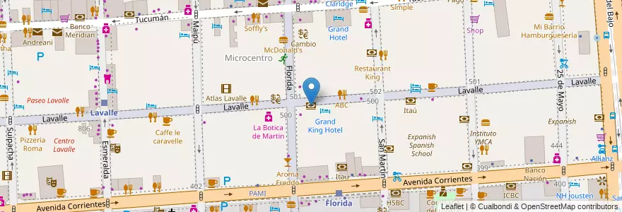 Mapa de ubicacion de Banco Nación, San Nicolas en 阿根廷, Ciudad Autónoma De Buenos Aires, Comuna 1, 布宜诺斯艾利斯.