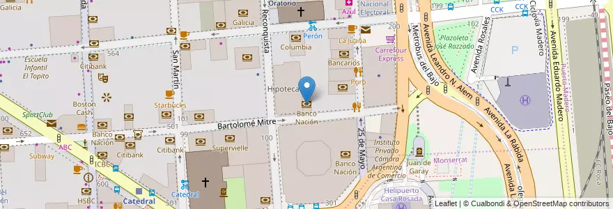Mapa de ubicacion de Banco Nación, San Nicolas en Argentine, Ciudad Autónoma De Buenos Aires, Comuna 1, Buenos Aires.