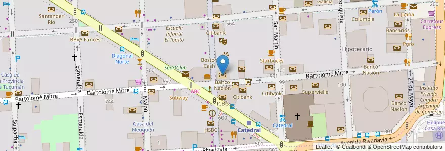 Mapa de ubicacion de Banco Nación, San Nicolas en 阿根廷, Ciudad Autónoma De Buenos Aires, Comuna 1, 布宜诺斯艾利斯.
