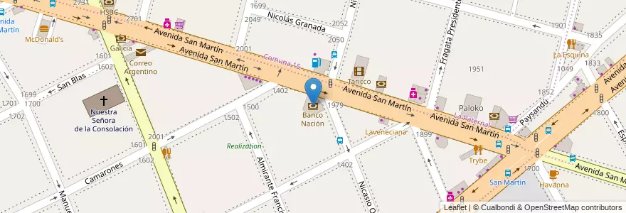 Mapa de ubicacion de Banco Nación, Villa General Mitre en Argentina, Ciudad Autónoma De Buenos Aires, Buenos Aires.
