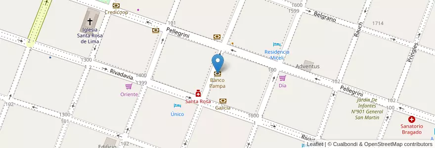 Mapa de ubicacion de Banco Pampa en Argentina, Buenos Aires, Partido De Bragado, Bragado.