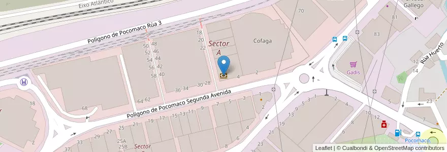 Mapa de ubicacion de Banco Pastor en Испания, Галисия, А-Корунья, A Coruña, A Coruña.