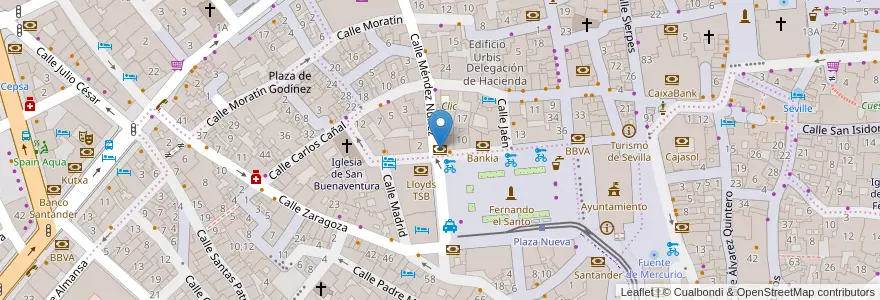 Mapa de ubicacion de Banco Pastor en 스페인, Andalucía, Sevilla, 세비야.
