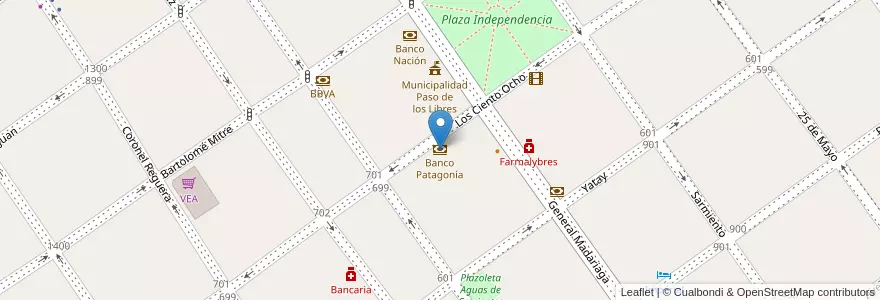 Mapa de ubicacion de Banco Patagonía en Argentina, Corrientes, Departamento Paso De Los Libres, Municipio De Paso De Los Libres.