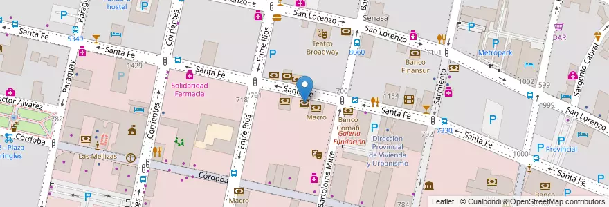 Mapa de ubicacion de Banco Piano en الأرجنتين, سانتا في, Departamento Rosario, Municipio De Rosario, روساريو.
