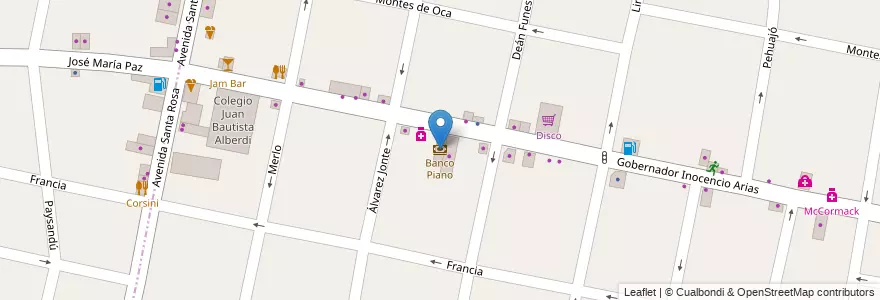 Mapa de ubicacion de Banco Piano en Arjantin, Buenos Aires, Partido De Morón, Castelar.