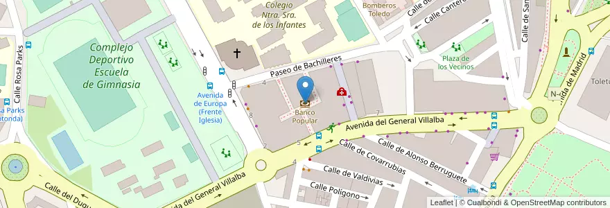 Mapa de ubicacion de Banco Popular en اسپانیا, Castilla-La Mancha, Toledo, Toledo, Toledo.