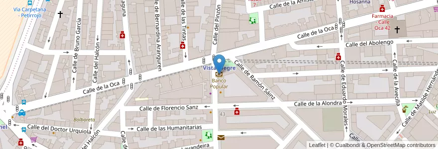 Mapa de ubicacion de Banco Popular en Spanien, Autonome Gemeinschaft Madrid, Autonome Gemeinschaft Madrid, Área Metropolitana De Madrid Y Corredor Del Henares, Madrid.