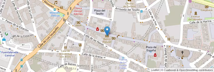 Mapa de ubicacion de Banco Popular en Spanien, Autonome Gemeinschaft Madrid, Autonome Gemeinschaft Madrid, Área Metropolitana De Madrid Y Corredor Del Henares, Fuenlabrada.