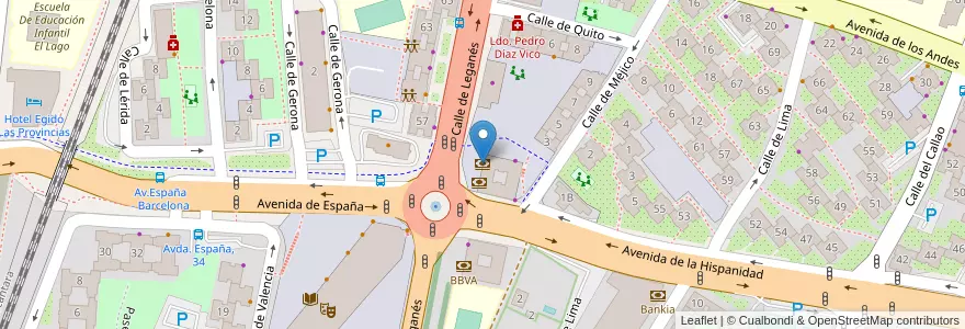 Mapa de ubicacion de Banco Popular en 스페인, Comunidad De Madrid, Comunidad De Madrid, Área Metropolitana De Madrid Y Corredor Del Henares, Fuenlabrada.