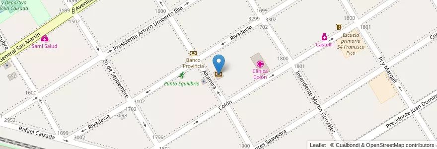 Mapa de ubicacion de Banco Provicia en Argentina, Buenos Aires, Partido De Almirante Brown, Rafael Calzada.