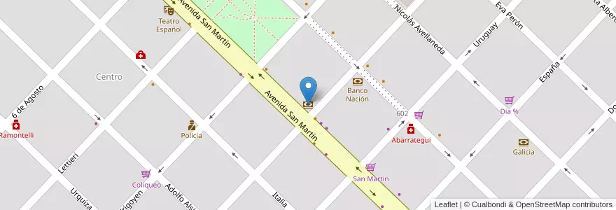Mapa de ubicacion de Banco Provincia en Arjantin, Buenos Aires, Partido De General Viamonte, Los Toldos.